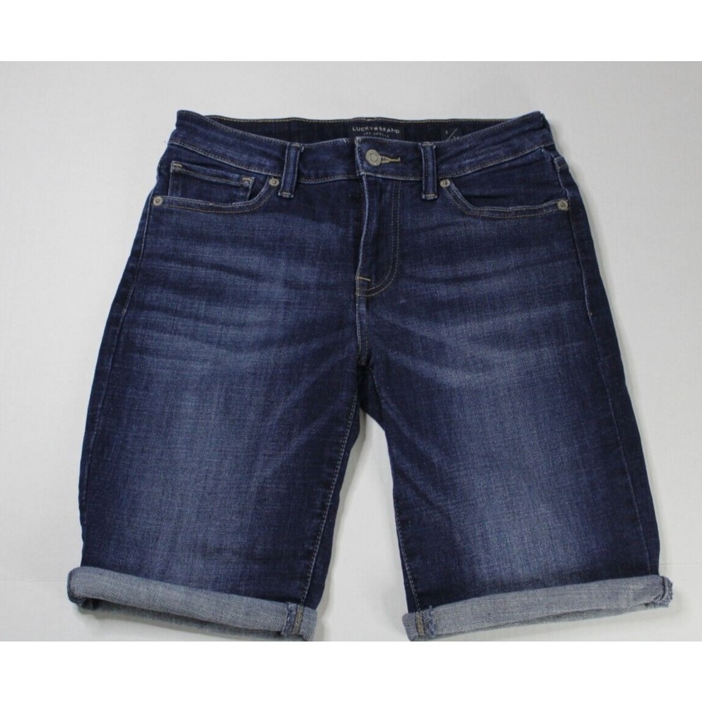 Lucky Brand Women's The Bermuda Jean Shorts Dark Wash Stretch Denim Size 2/26